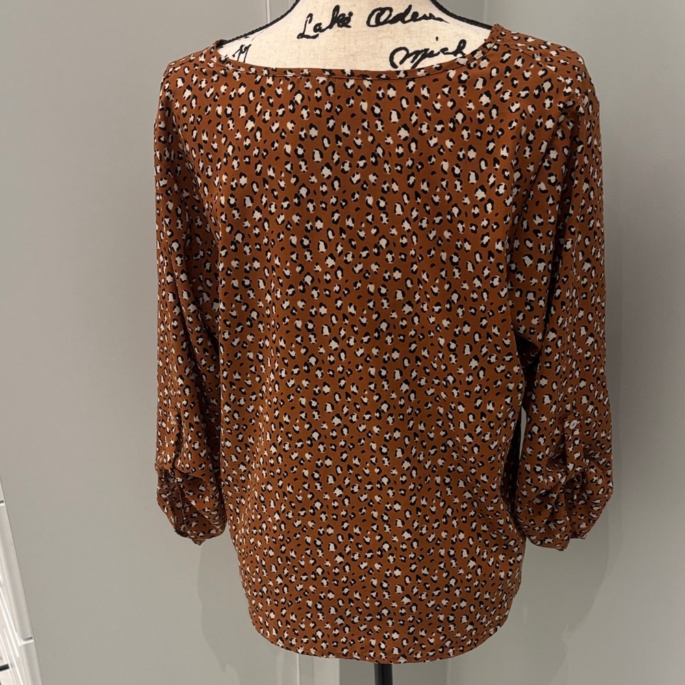 West Kei Brown Animal Print Blouse - Picture 3 of 5
